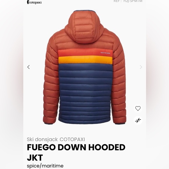COTOPAXI FUEGO DOWN HOODED JKT Vibrant /Orange Navy Puffer Jacket size small - Picture 2 of 10